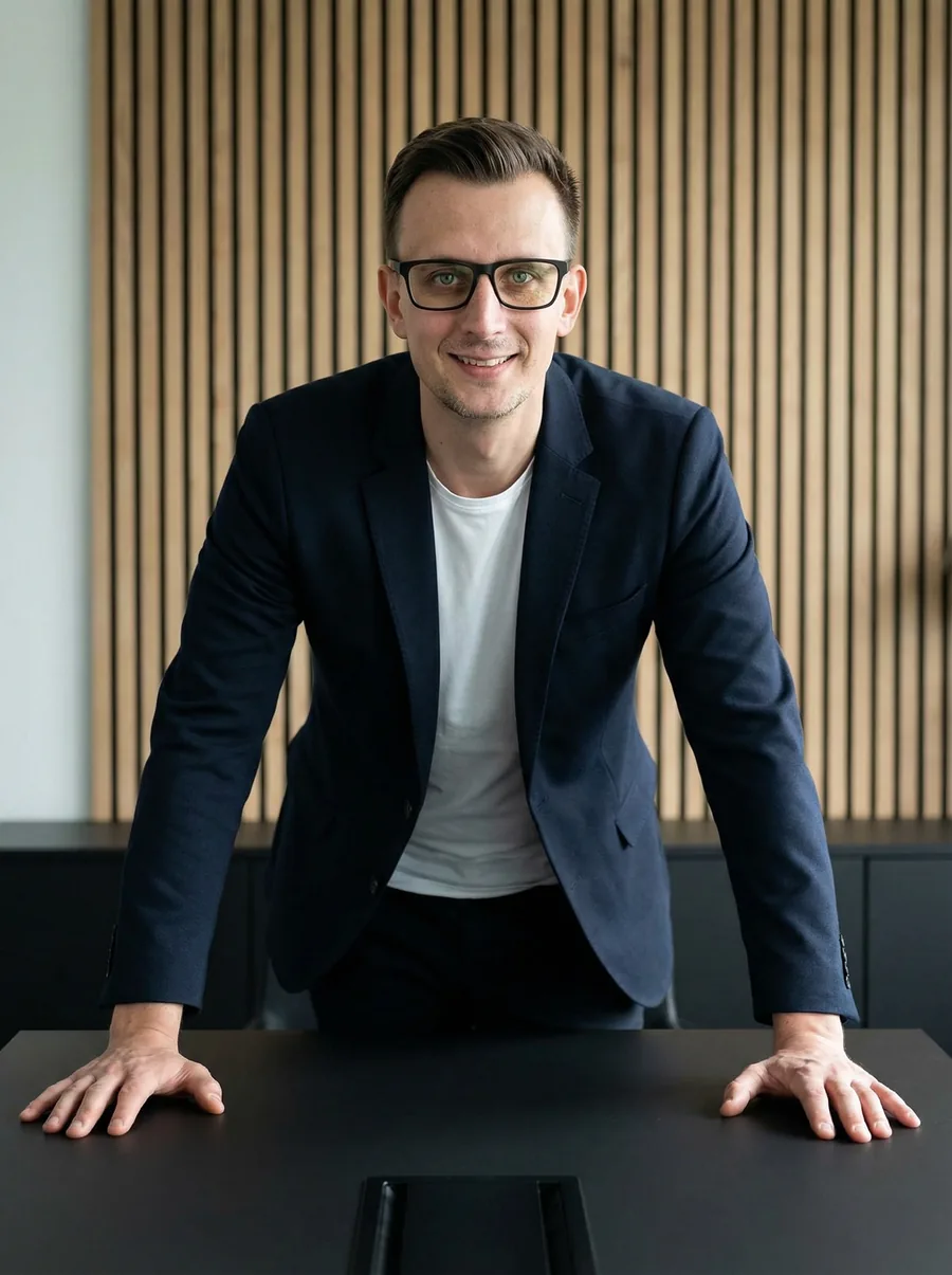 Danilo à Tellinghusen, Entwickler von SpeechToWork, an seinem Schreibtisch in Magdeburg